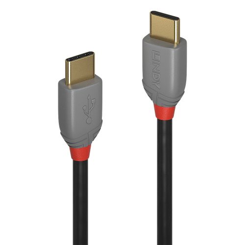 LINDY 0.5m USB 2.0  Type C kábel, Anthra Line