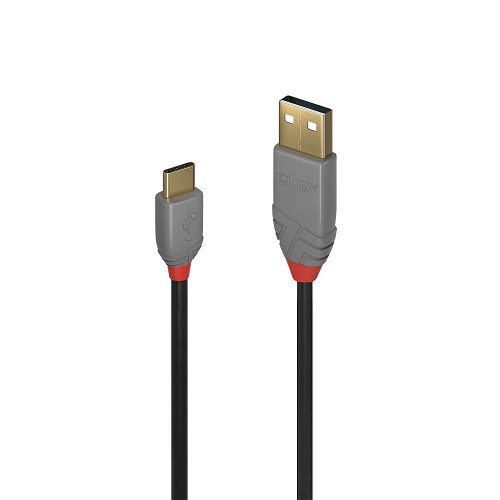 LINDY 0.5m USB 2.0  Type A to C kábel, Anthra Line