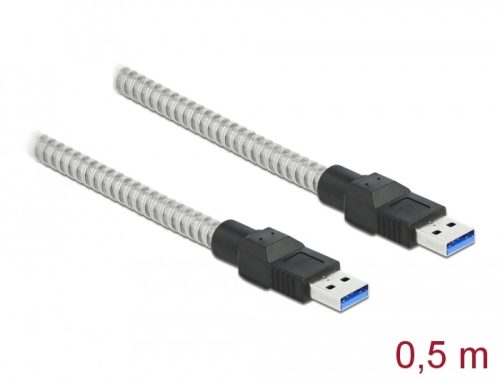 Delock USB 3.2 Gen 1, fém borítású kábel A-típusú apa   A-típusú, 0,5 méter