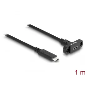  Delock SuperSpeed USB 10 Gbps (USB 3.2 Gen 2) USB Type-C  kábel apa-anya 1 m panel-csatlakozójú fekete