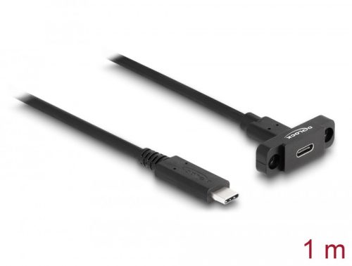 Delock SuperSpeed USB 10 Gbps (USB 3.2 Gen 2) USB Type-C  kábel apa-anya 1 m panel-csatlakozójú fekete