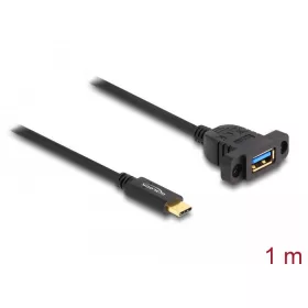   Delock SuperSpeed USB 10 Gbps (USB 3.2 Gen 2) USB Type-C  kábel apa   A-típusú USB anya 1 m panel-csatlakozójú fekete