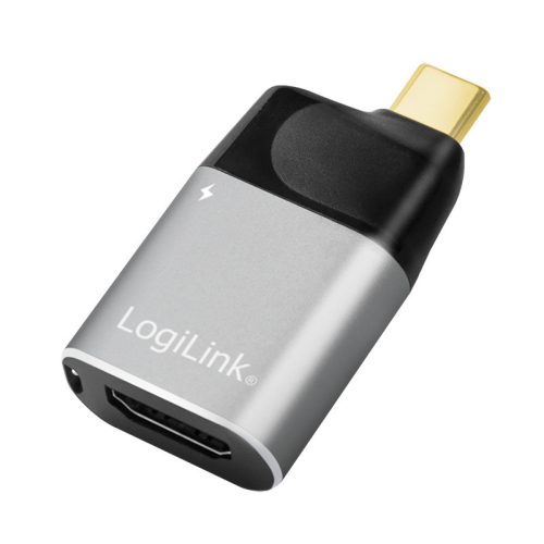 LogiLink USB 3.2 Gen2 Type-C adapter, C/M HDMI-A+USB-C, 4K, PD, alu, fekete/szürke