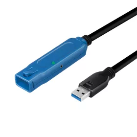   Logilink USB 3.2 Gen1 kábel, USB-A/M-USB-A/F, erősítő, fekete/kék, 30 m