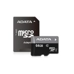   ADATA 64GB SD micro Premier (SDXC Class 10 UHS-I) (AUSDX64GUICL10-RA1) memória kártya adapterrel
