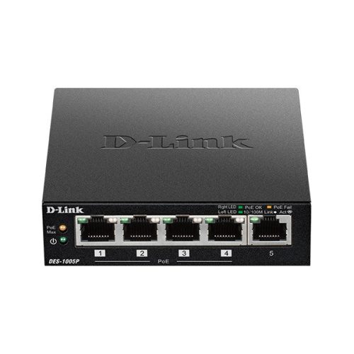 D-Link DES-1005D 5port FE LAN nem menedzselhető PoE switch