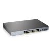 ZyXEL GS1350-26HP 24x GbE LAN PoE (375W) 2x GbE RJ45/SFP Combo port smart menedzselhető CCTV PoE switch