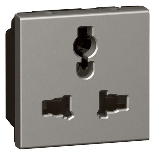 Legrand 572623 Arteor Multistandard socket 2P+E unswitched, shuttered, 2 modules, magnesium