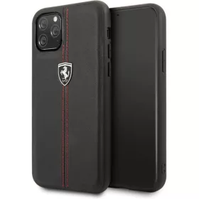   FERRARI GEN iPhone 11 Pro Max függőlegesen csíkozott fekete kemény bőrtok