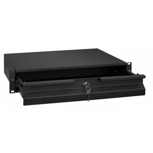Stalflex RD19-2U-B 19" 320mm 2U zárható fekete rack fiók