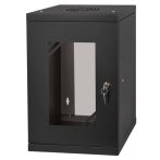   Stalflex RC10-9U-300GB 10" 9U 300 mm mély lapra szerelt fekete üveg ajtós fali rack szekrény