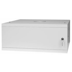   Stalflex RC19-4U-350MG 19" 4U 350 mm mély lapraszerelt szürke fém ajtós fali rack szekrény