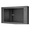 Stalflex RC19-6U-350MB 19" 6U 350 mm mély lapraszerelt fekete fém ajtós fali rack szekrény