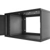 Stalflex RC19-6U-350GB 19" 6U 350 mm mély lapraszerelt fekete üveg ajtós fali rack szekrény