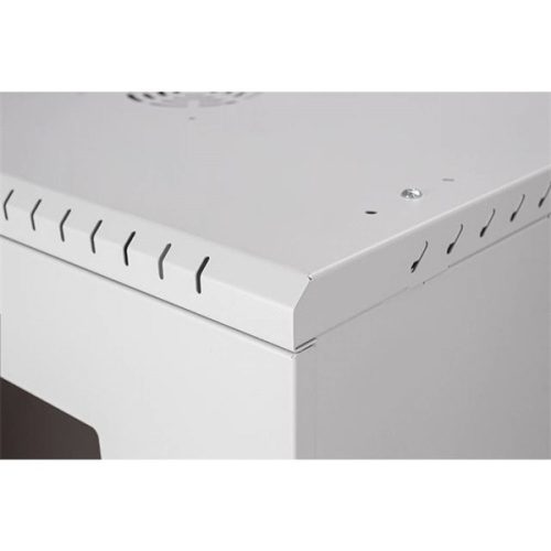 Stalflex RC19-12U-450GG 19" 12U 450 mm mély lapraszerelt szürke üveg ajtós fali rack szekrény