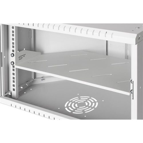 Stalflex CRC19-6U-330GG 19" 6U 330mm mély lapraszerelt szürke üveg ajtós fali rack sarokszekrény