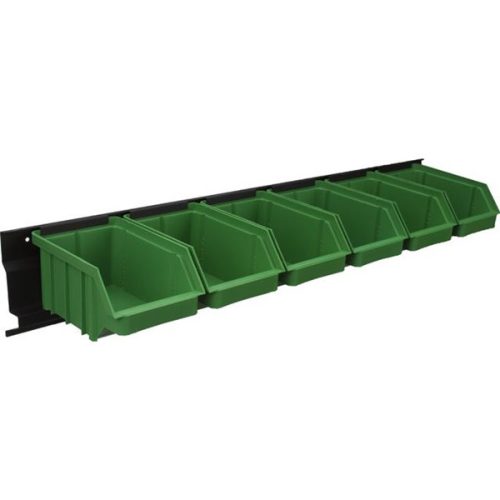 Stalflex BAR+6M-G falra szerelhető tárolósor 6 darab zöld színű közepes méretű tárolódobozzal