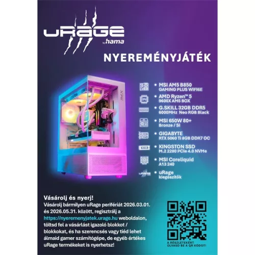 URAGE by Hama 186018 "Stream 400 Plus" asztali állványos gaming mikrofon