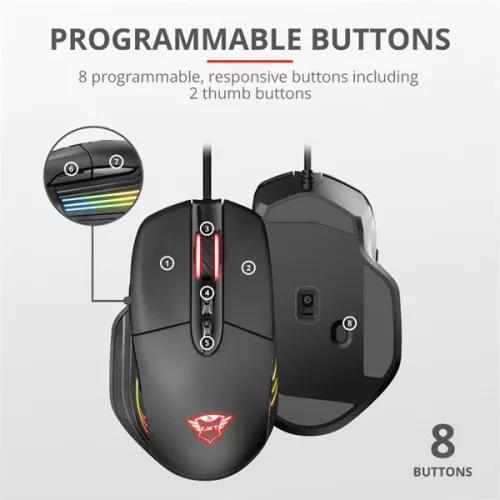 Trust GXT 940 Xidon RGB fekete gamer egér