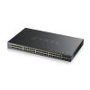 ZyXEL GS2220-50HP 44port GbE LAN 2xGbE SFP 4xGbE RJ45/SFP Combo port (375w) PoE L2 menedzselhető switch