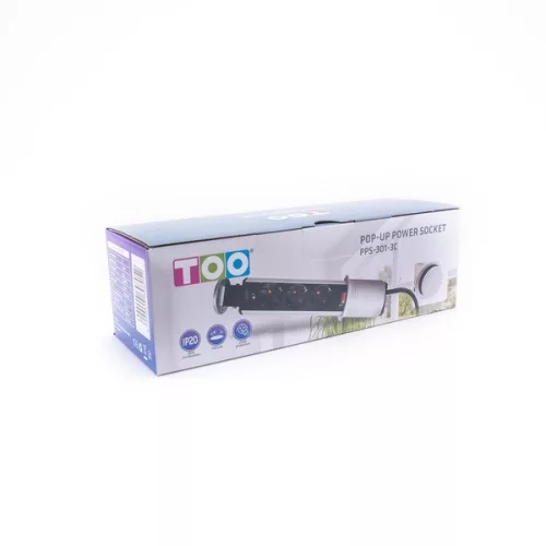 TOO PPS-301-3C IP20, 3x 2P+F, króm asztalba süllyeszthető elosztó