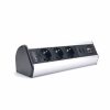 TOO DPS-114-3S IP20,3x 2P+F,2x USB-A,RJ45,HDMI, ezüst, asztalra rögzíthető elosztó