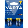 Varta 4903121414 Longlife Power AAA (LR03) alkáli mikro ceruza elem 4db/bliszter