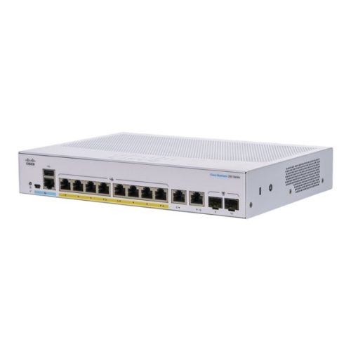 Cisco CBS250-8FP-E-2G 8x GbE PoE+ LAN 2x combo GbE RJ45/SFP port L2 menedzselhető PoE+ switch