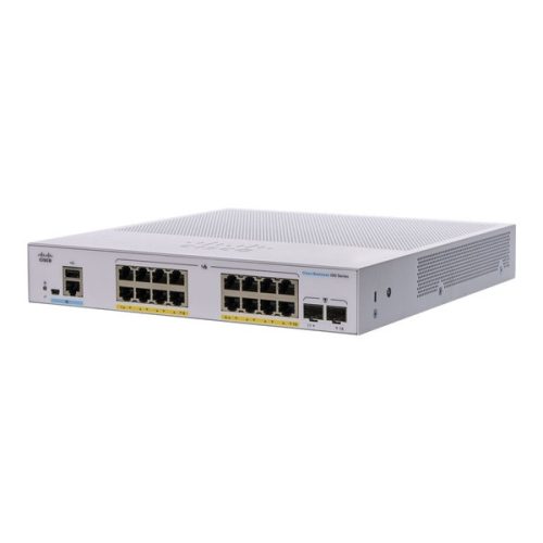 Cisco CBS350-16FP-2G 16x GbE PoE+ LAN 2x SFP port L3 menedzselhető PoE+ switch