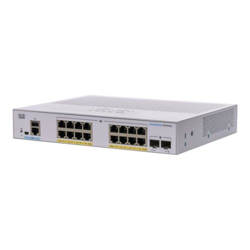 Cisco CBS350-16P-E-2G 16x GbE PoE+ LAN 2x SFP port L3 menedzselhető PoE+ switch