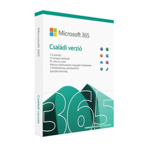 Microsoft 365 Családi verzió P8 HUN 6 Felhasználó 1 év dobozos irodai programcsomag szoftver