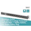 DIGITUS 0U PDU 230V 16A 7xCEE 7/3 aljzat CEE7/7 csatlakozó túlfeszültség védelemmel és vonalszűrővel 2m elosztósor