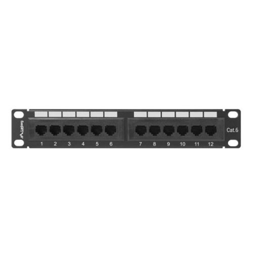 Lanberg PPU6-9012-B 10" 1U 12port Cat6 UTP árnyékolatlan fekete patch panel