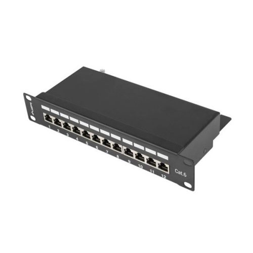 Lanberg PPF6-9012-B 10" 1U 12port Cat.6 FTP árnyékolt fekete patch panel