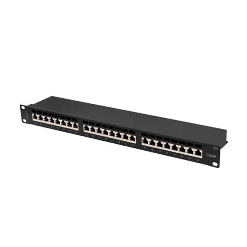 Lanberg PPSA-1024-B 19" 1U 24port Cat.6A FTP árnyékolt fekete patch panel