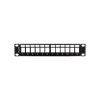 Lanberg PPKS-9112-B 10"/1U üres fekete patch panel 12 db Keystone jack fogadására, kábeltartóval