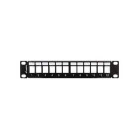   Lanberg PPKS-9112-B 10" 1U üres fekete patch panel 12 db Keystone jack fogadására, kábeltartóval