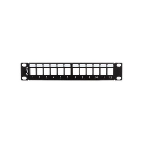 Lanberg PPKS-9112-B 10" 1U üres fekete patch panel 12 db Keystone jack fogadására, kábeltartóval