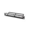 Lanberg PPKS-9112-B 10"/1U üres fekete patch panel 12 db Keystone jack fogadására, kábeltartóval