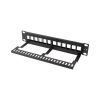Lanberg PPKS-9112-B 10" 1U üres fekete patch panel 12 db Keystone jack fogadására, kábeltartóval