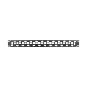   Lanberg PPKS-1224-B 19" 1U üres fekete patch panel 24 db Keystone jack fogadására, kábeltartóval