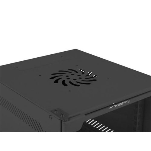 Lanberg WF10-2312-10B 10" 12U SZÉL:280mm MÉLY:310mm MAG:603mm lapraszerelt üvegajtós fekete fali rack szekrény