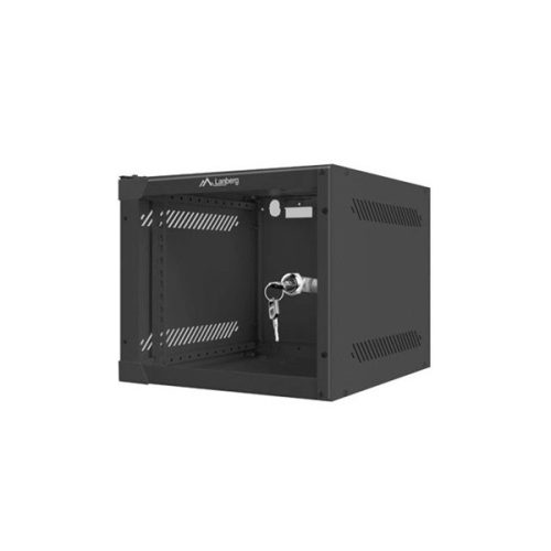Lanberg WF10-2304-10B 10" 4U SZÉL:280mm MÉLY:310mm MAG:247mm lapraszerelt üvegajtós fekete fali rack szekrény