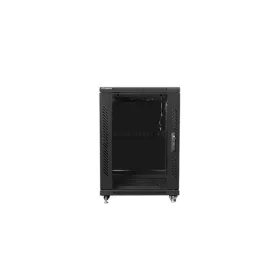   Lanberg FF01-6615-12B 19" 15U SZÉL:600mm MÉLY:600mm MAG:848mm lapraszerelt üvegajtós fekete rack szekrény