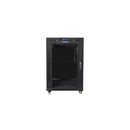 Lanberg FF01-8015-12BL 19" 15U SZÉL:800mm MÉLY:1000mm MAG:905mm lapraszerelt LCD üvegajtós fekete rack szekrény