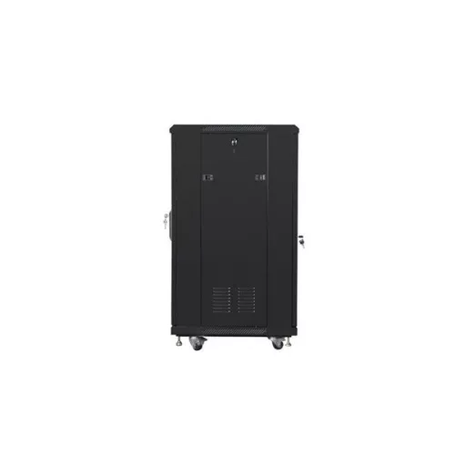 Lanberg FF01-6622-12B 19" 22U SZÉL:600mm MÉLY:600mm MAG:1159mm lapraszerelt üvegajtós fekete rack szekrény