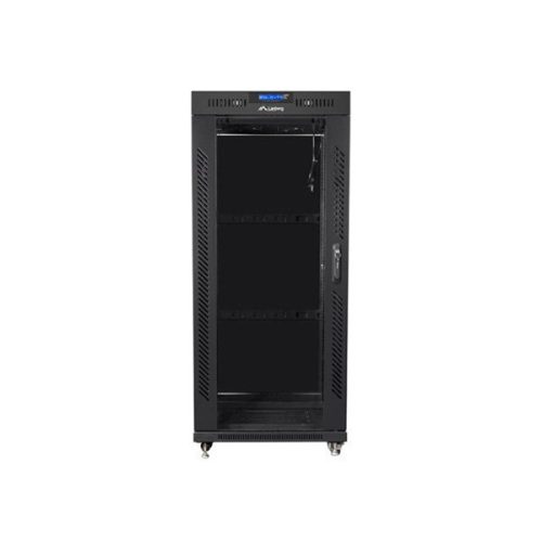 Lanberg FF01-8822-12BL 19" 22U SZÉL:800mm MÉLY:1000mm MAG:1239mm lapraszerelt LCD üvegajtós fekete rack szekrény