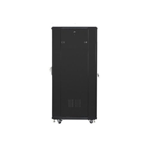 Lanberg FF01-6832-12B 19" 32U SZÉL:600mm MÉLY:800mm MAG:1603mm lapraszerelt üvegajtós fekete rack szekrény