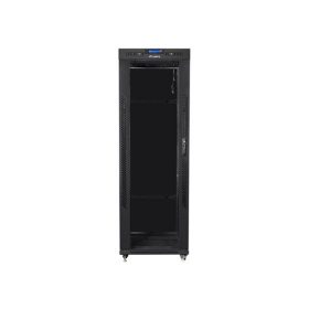   Lanberg FF01-6837-12BL 19" 37U SZÉL:600mm MÉLY:800mm MAG:1876mm lapraszerelt LCD üvegajtós fekete rack szekrény