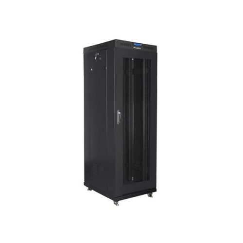 Lanberg FF01-6837-23BL 19" 37U SZÉL:600mm MÉLY:800mm MAG:1876mm lapraszerelt LCD hálós fémajtós fekete rack szekrény
